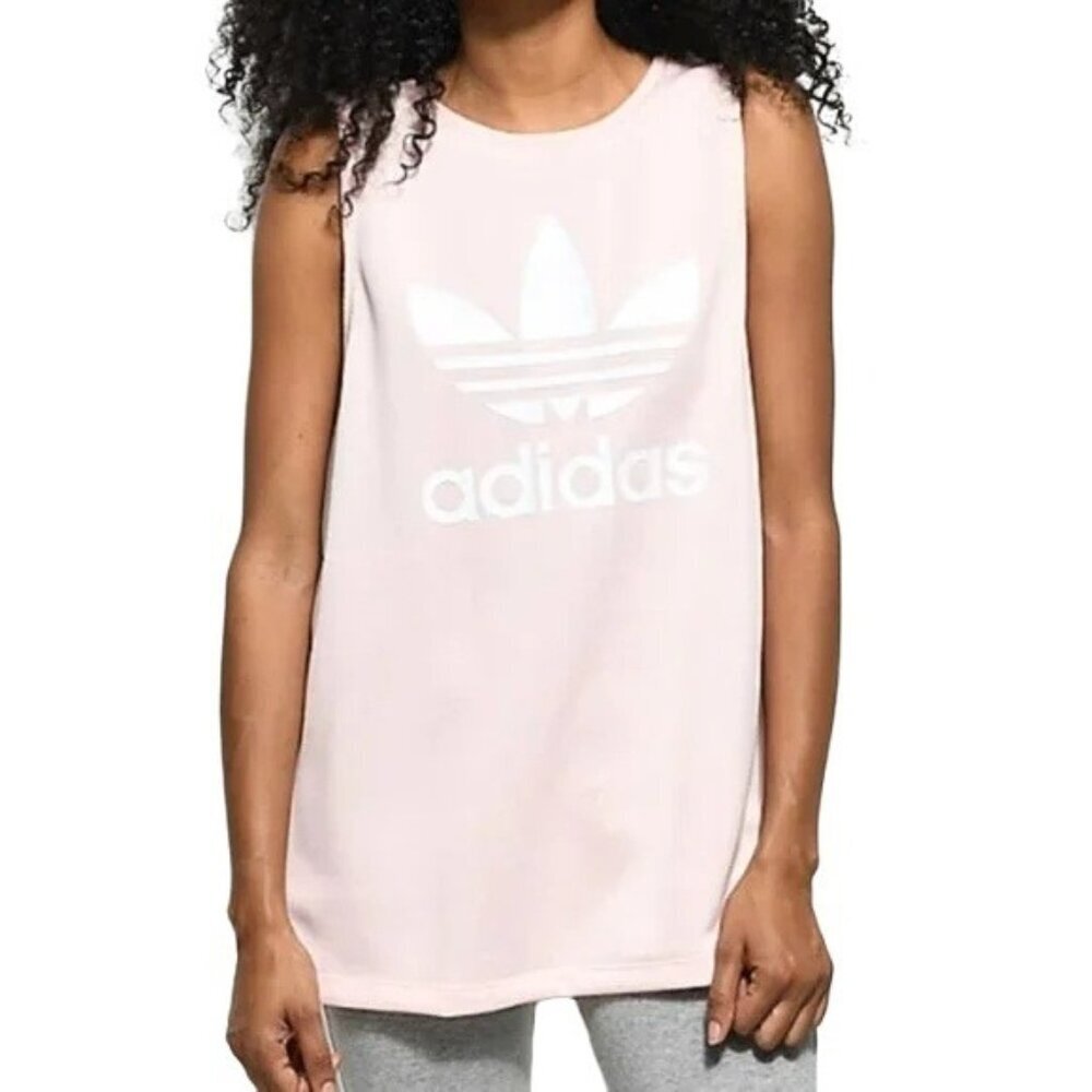 Adidas Pastel Pink Logo Crewneck Tank Top